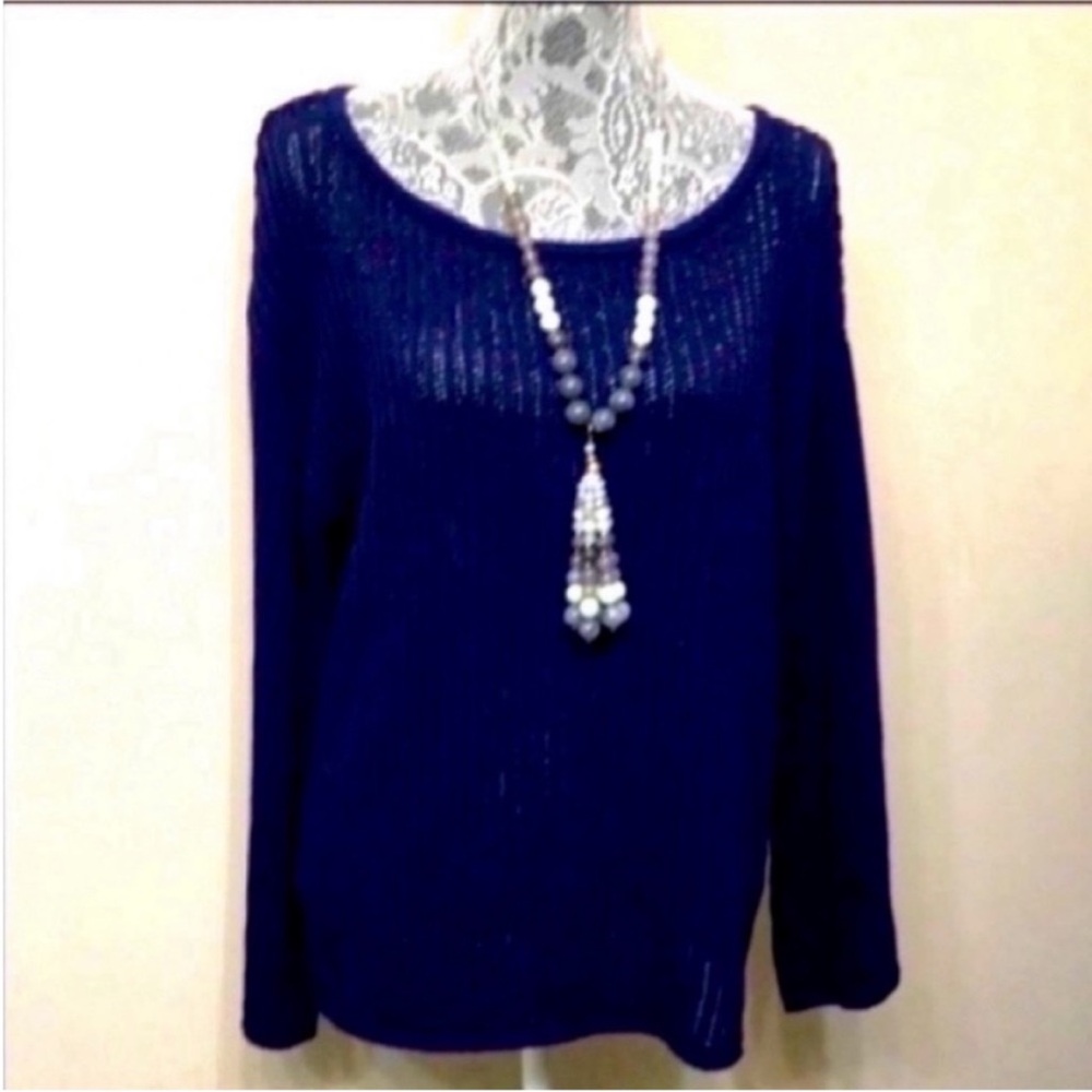 NWT Jamison Women’s Elegant Navy Blue Long Bell Sleeve Women's Sweater M